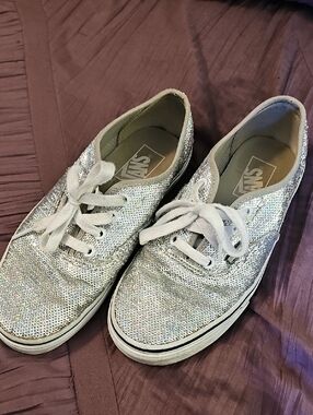 Vans Women's Silver Sequin Low-Top Sneakers